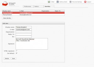 Email identities in the RoundCube mail client